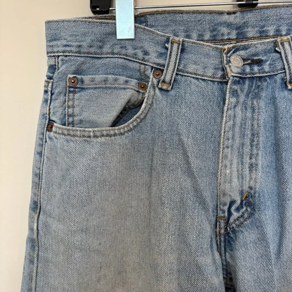 Vintage Y2K Levis 550 Relaxed Fit Light Wash Faded Distressed Jeans 32x32 Baggy